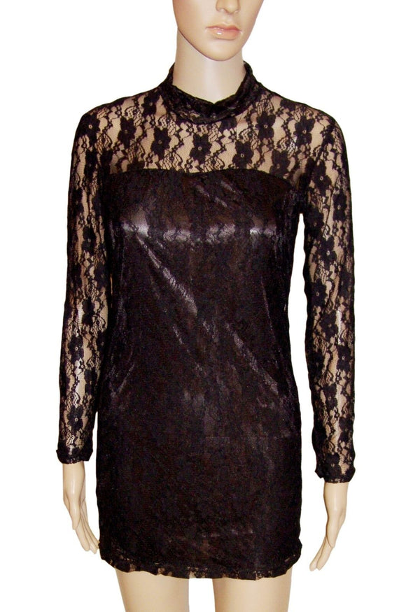 Black Lace Bodycon Dress Size 8 Langman