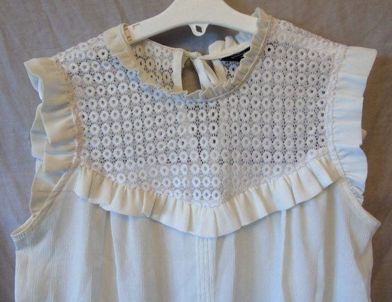 White Ruffled Blouse Top Dorothy Perkins Size 10