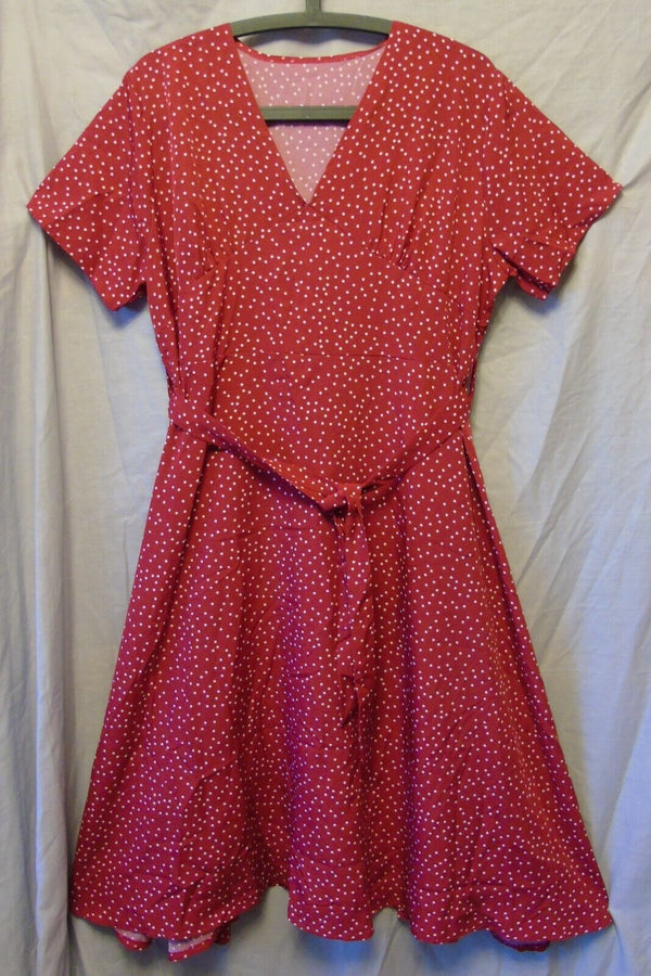 Red Spotty Swing Dress Size 16 Shein