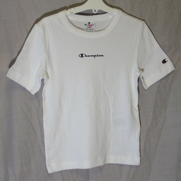 White Logo Front T-Shirt Tee Age 7-8 Years Champion