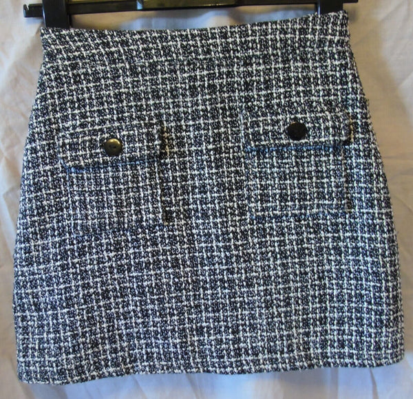 Black Check Smart Work Knit Skirt Size 8 Select 14"L