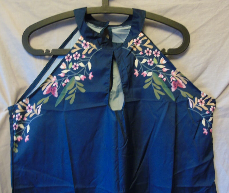 Blue Floral Racerback Summer Dress Size 16 XL Shein