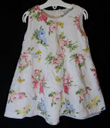 White Floral Textured Party Dress Age 3 Years Mona Mouse