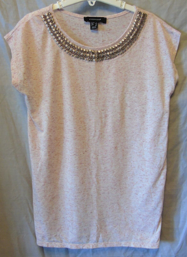 Pink Speckle Beaded T-Shirt Top Size 8 Primark