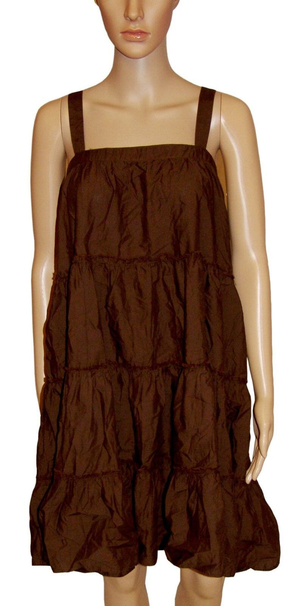 Dark Brown Ruffled Floaty Dress Size 14 Gap