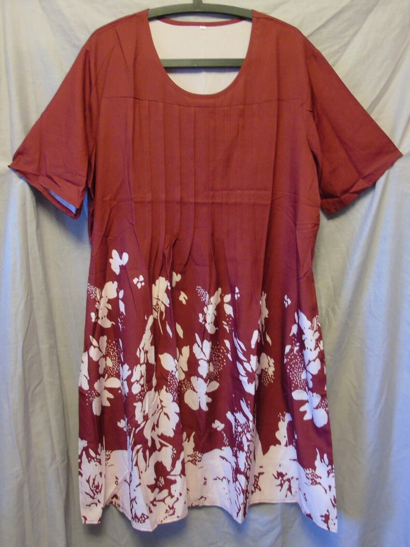 Red Floral Pleat Front Dress Size 16 XL Shein