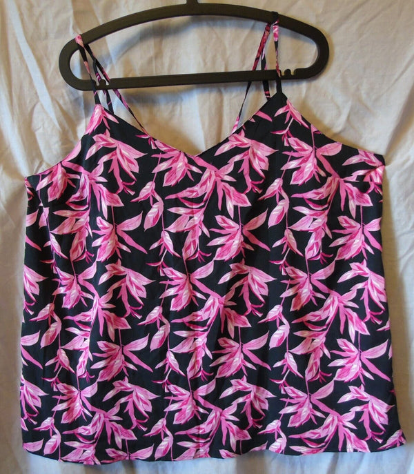 Black Pink Strappy Floaty Blouse Top Size 22 Pep & Co