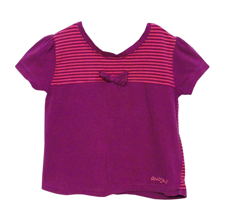 Pink Purple Stripe T-Shirt Top Age 6-7 Years Animal Surf