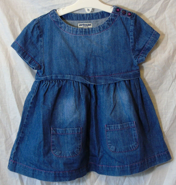 Blue Denim Short Sleeve Dress Age 3 Years Vertbaudet