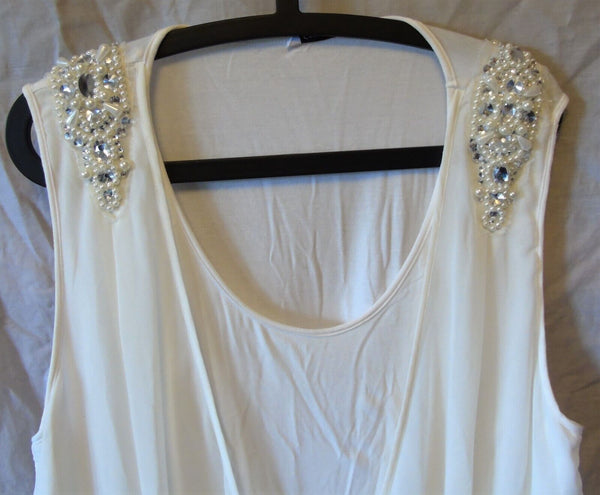 Cream White Jewels Beaded Blouse Top Size 20 George