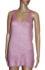 Pink Mohair Wool Sparkly Sequins Sleeveless Jumper Size 12 16 C&A