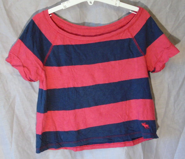 Red Striped Crop T-Shirt Top Age 8-9 Years Abercrombie Fitch