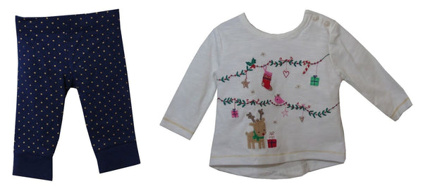 Xmas Festive 2-Piece Outfit Age 0-3-6-9 1 Months F&F