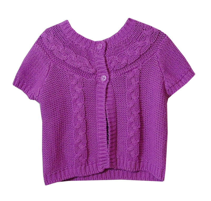 Pink Chunky Knit Short Sleeve Cardigan Age 6-9 Months F&F