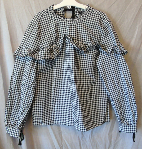 Black Check Blouse Top Age 13-14 Years Topshop UK8