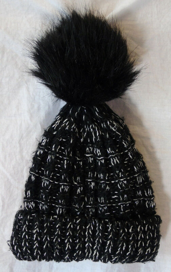 Black Sparkly Knit Bobble Hat Age 8-12 Years George