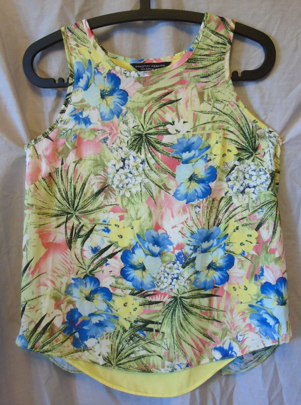 Yellow Floral Floaty Blouse Top Size 10 Dorothy Perkins