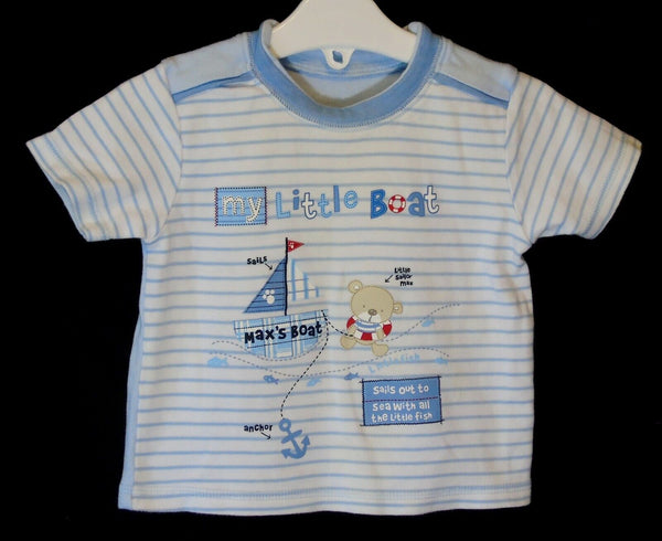 Blue Stripe Tee T-Shirt Age 3-6 Months George