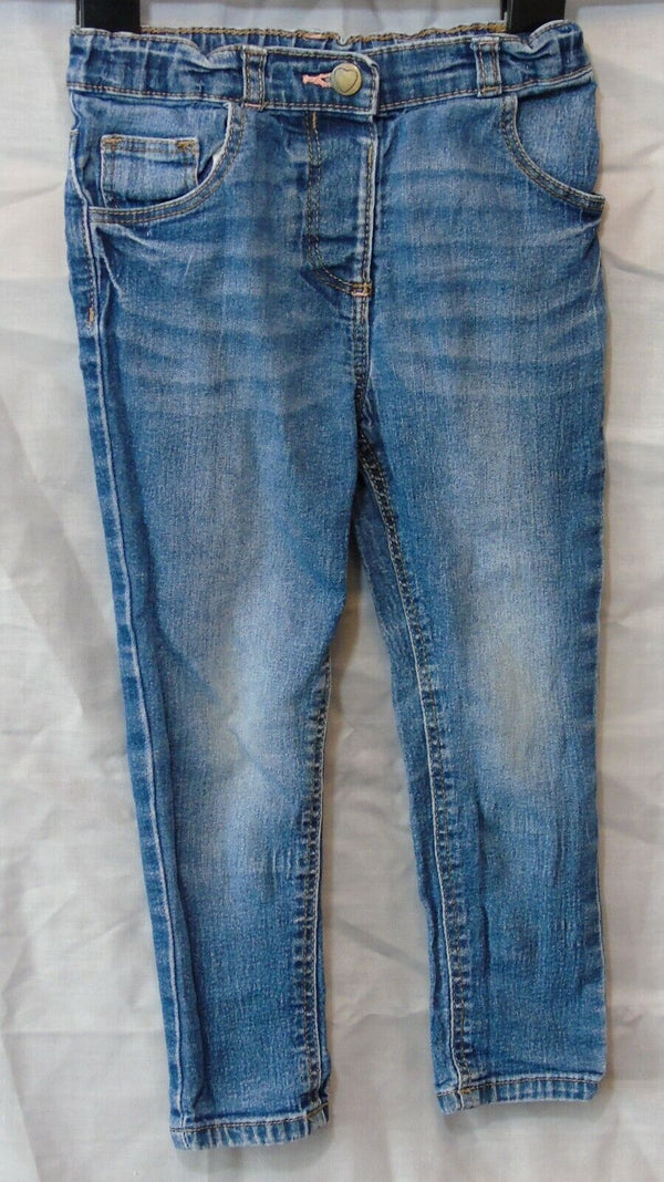 Blue Whiskered Denim Straight Leg Jeans Age 2-3 Years George