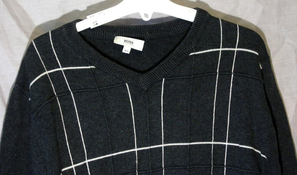 Grey Check V-Neck Jumper Age 14 Years Hugo Boss