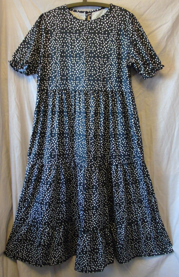 Black White Spotty Maxi Dress Size 10 Shein