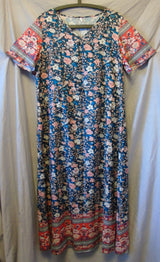 Blue Red Floral Maxi Dress Size 16 XL Shein