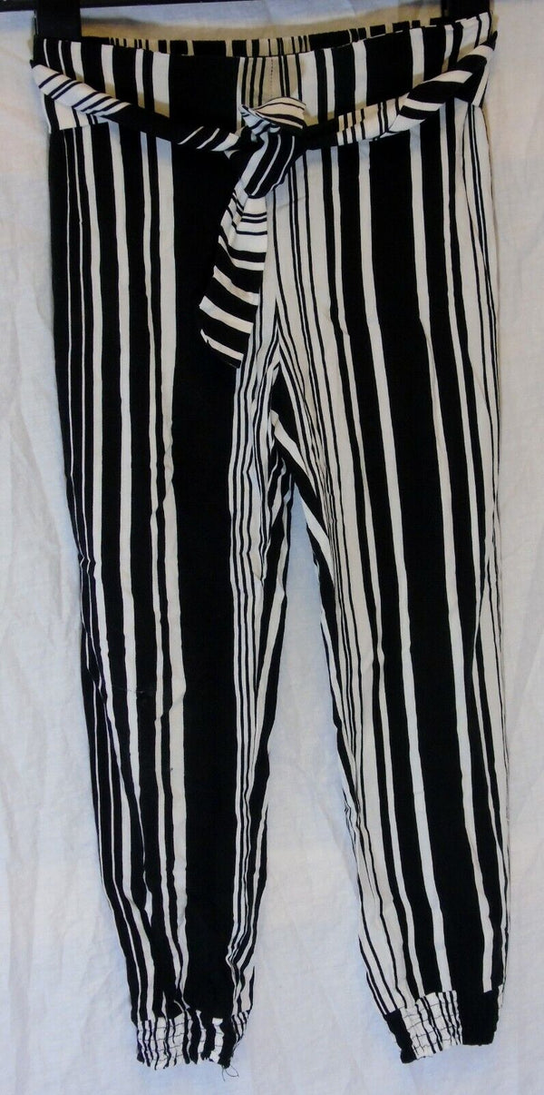 Black Stripe Belted Harem Trousers Age 6-7 Years Primark