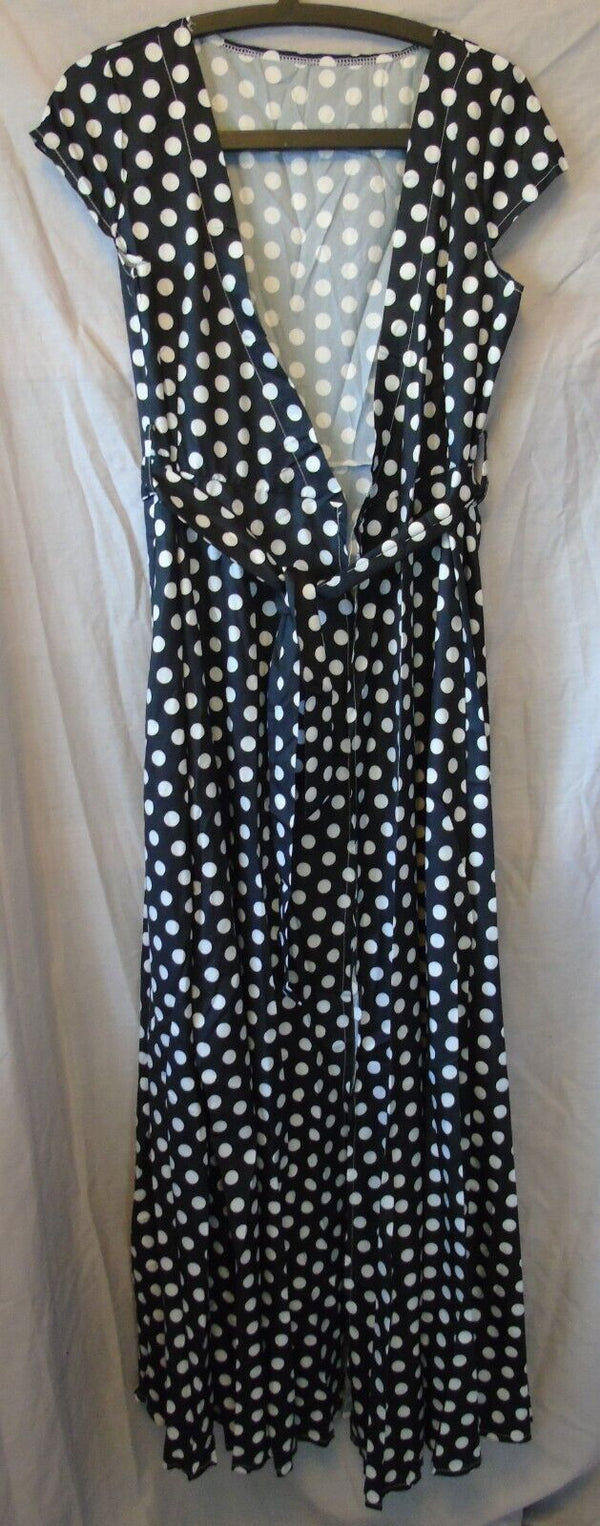 Black Polka Spot Belted Kimono Robe Size 12-14 L Shein