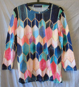 Blue Multi Geometric T-Shirt Top Size 10 Shein