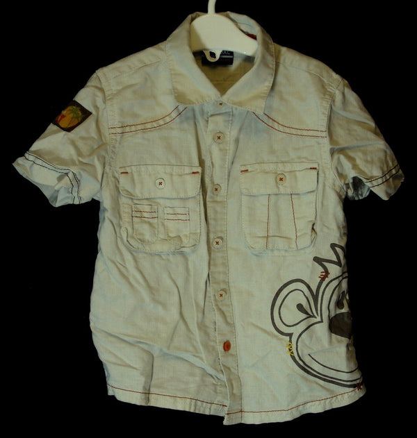 Beige Linen Blend Short Sleeve Shirt Age 2-3 Years Next