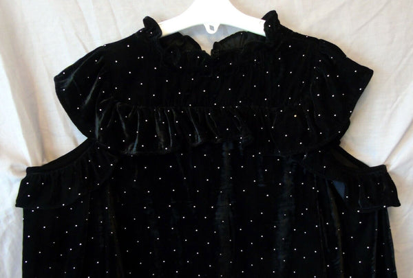 Black Velvet Blouse Top Age 13-14 Years Topshop UK8