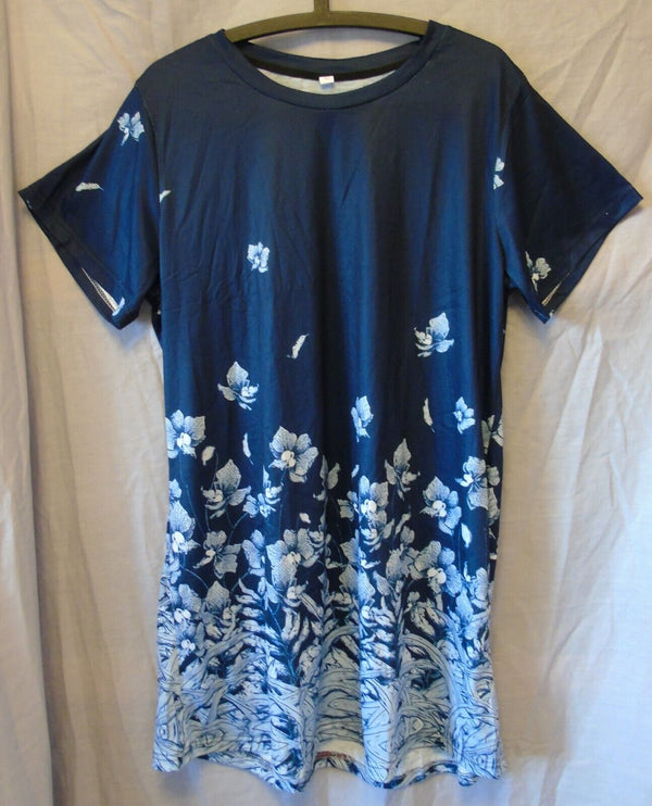 Blue Floral T-Shirt Dress Size 16 XL Shein