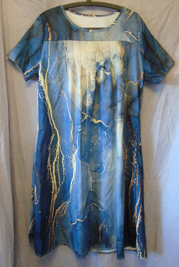 Blue Pleat Front Chemise Nightie Size 16 XL Shein