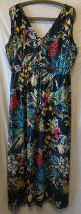 Black Green Leaf Maxi Dress Size 10 Shein