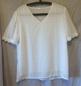 White Textured Spot Blouse Top Size 18 1XL Shein