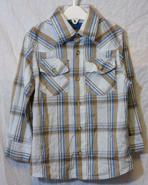 Blue Tartan Check Long Sleeve Shirt Age 3 Years TU