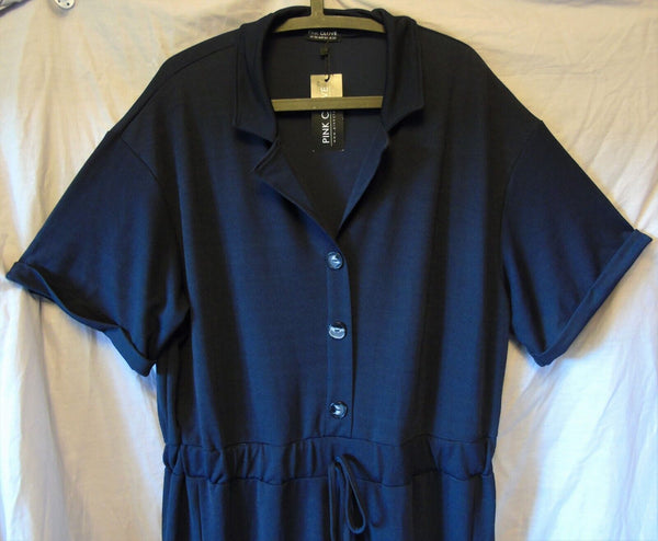 Blue Short Sleeve Jumpsuit Size 26 Pink Clove