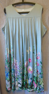 Grey Green Pleat Front Floral Chemise Nightie Size 16 XL Shein