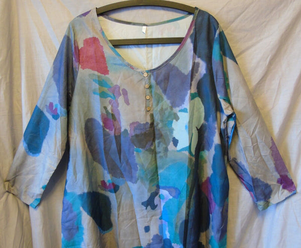 Blue Multi Floaty Kaftan Modest Dress Size 14 Shein