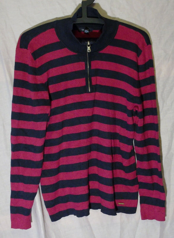 Blue Pink Stripe Funnel Neck Jumper Size 18 XL Nautica