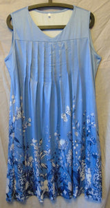 Blue Pleat Front Floral Chemise Nightie Size 16 XL Shein