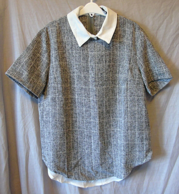 Grey Check Blouse Top Fashion Union Size 10