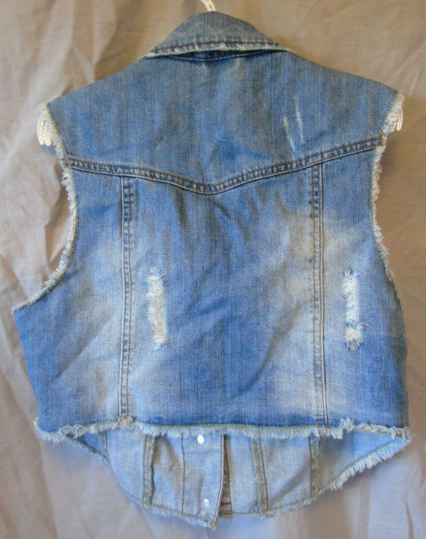 Blue Distressed Denim Sleeveless Jacket Size 10 Primark