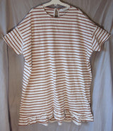 Brown White Stripe Oversize T-Shirt Dress Age 15-16 Years Paisie