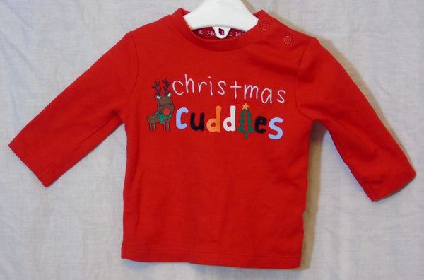 Red Xmas Long Sleeve Top Age 0-3 Months 14.5 Lbs F&F