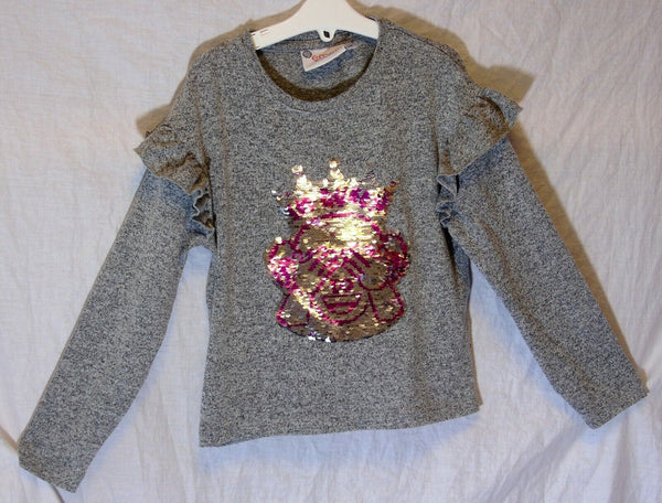 Emoji Grey Flippy Sequin Sweater Jumper Age 8 Years