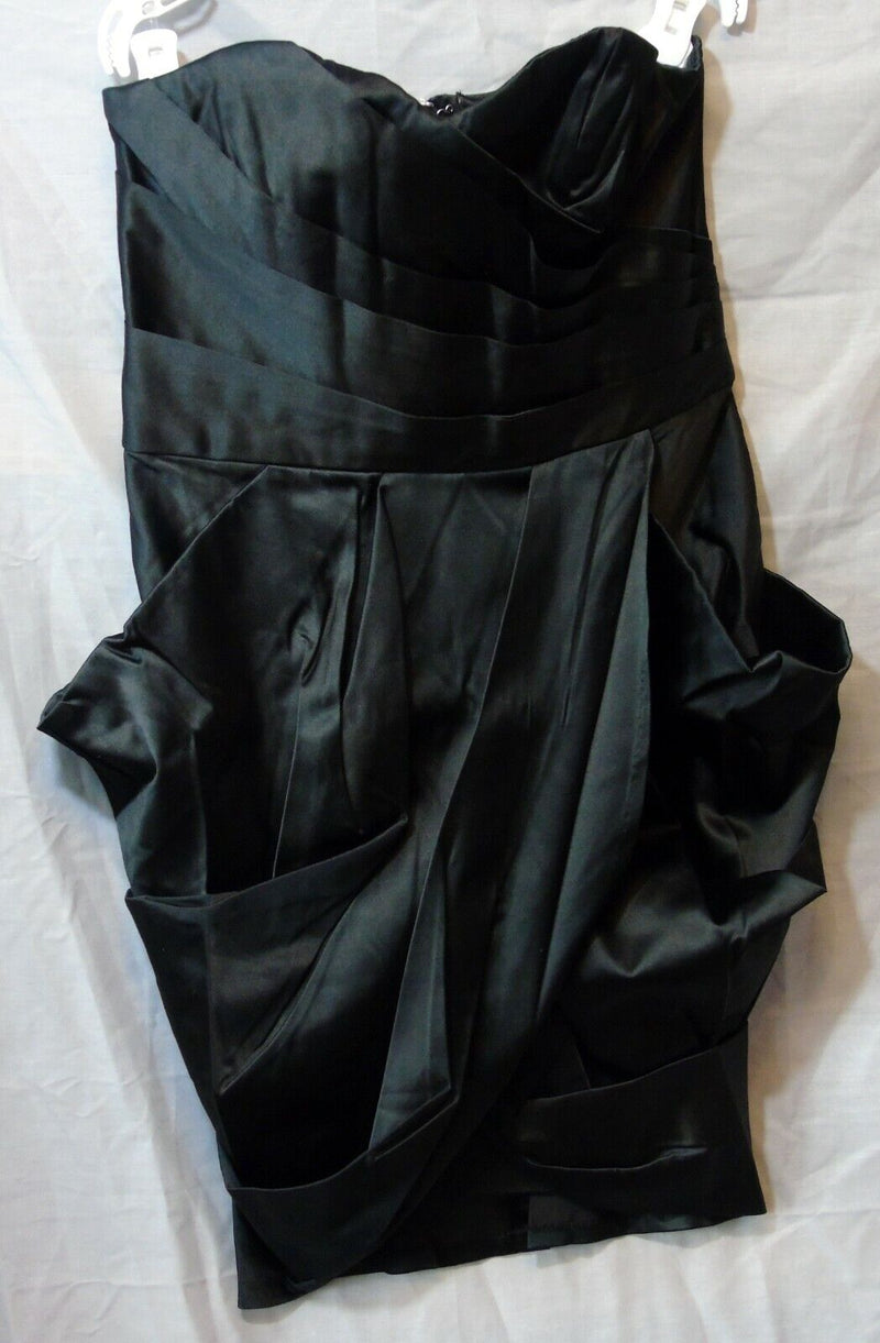 Black Satin Prom Party Dress Age 15-16 Years Goddess London