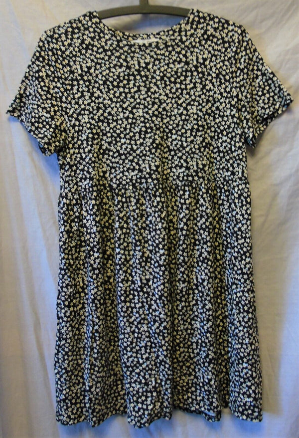 Black Ditsy Floral Dress Size 14 M Medium Pull & Bear