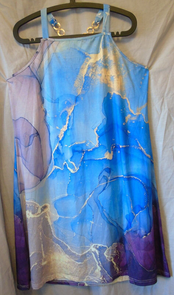 Blue Purple Marble Midi Dress Size 16 XL Shein