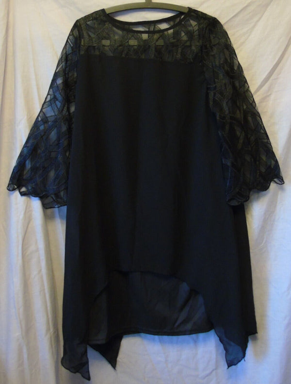 Black Lace Sleeve Gothic Party Dress Size 16 XL Shein